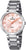 Orologio da donna con bracciale in acciaio inossidabile e quadrante rosa, numeri romani, indici in cristallo