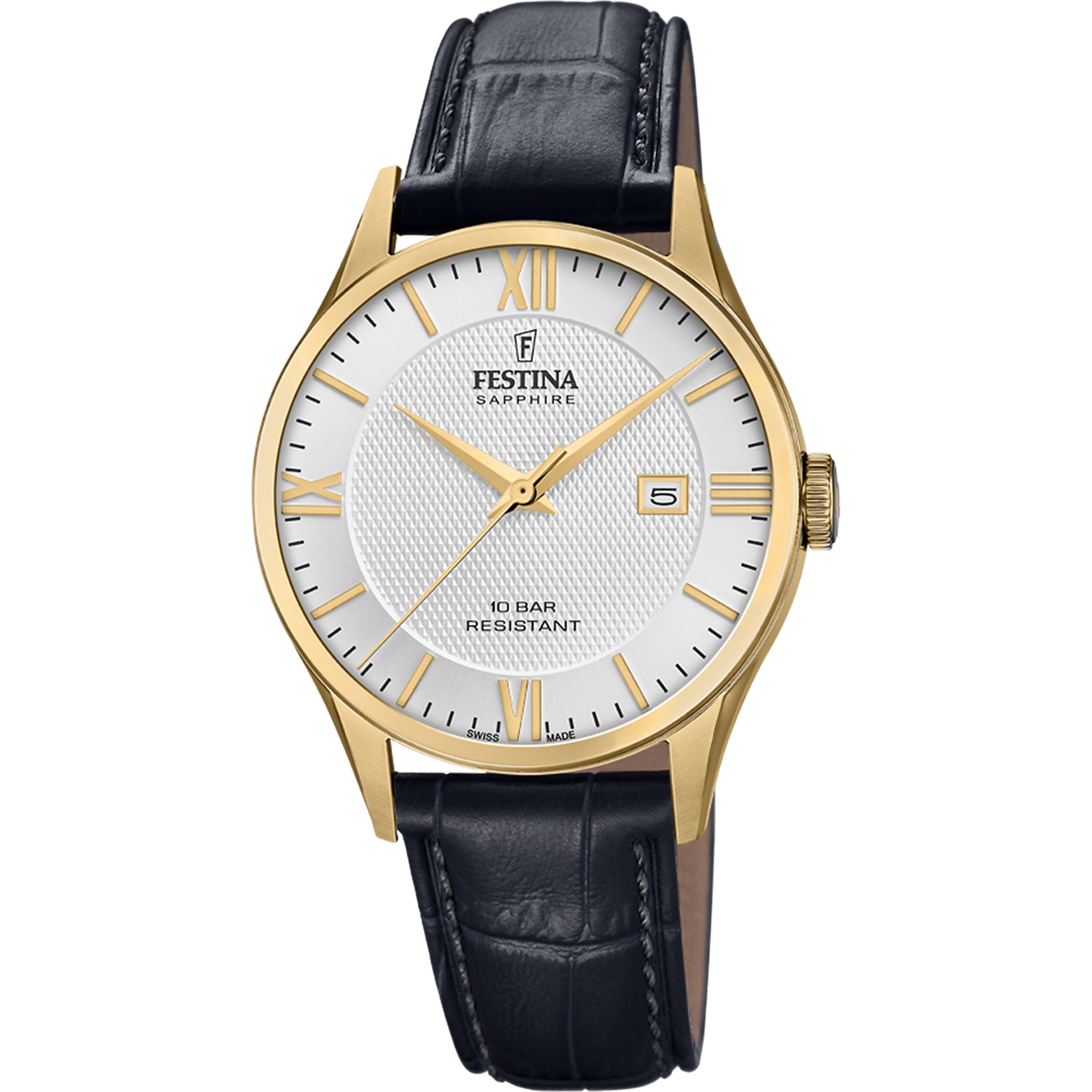 Festina Swiss Made F20010/2 Herrenuhr • Saphirglas • Echtlederarmband