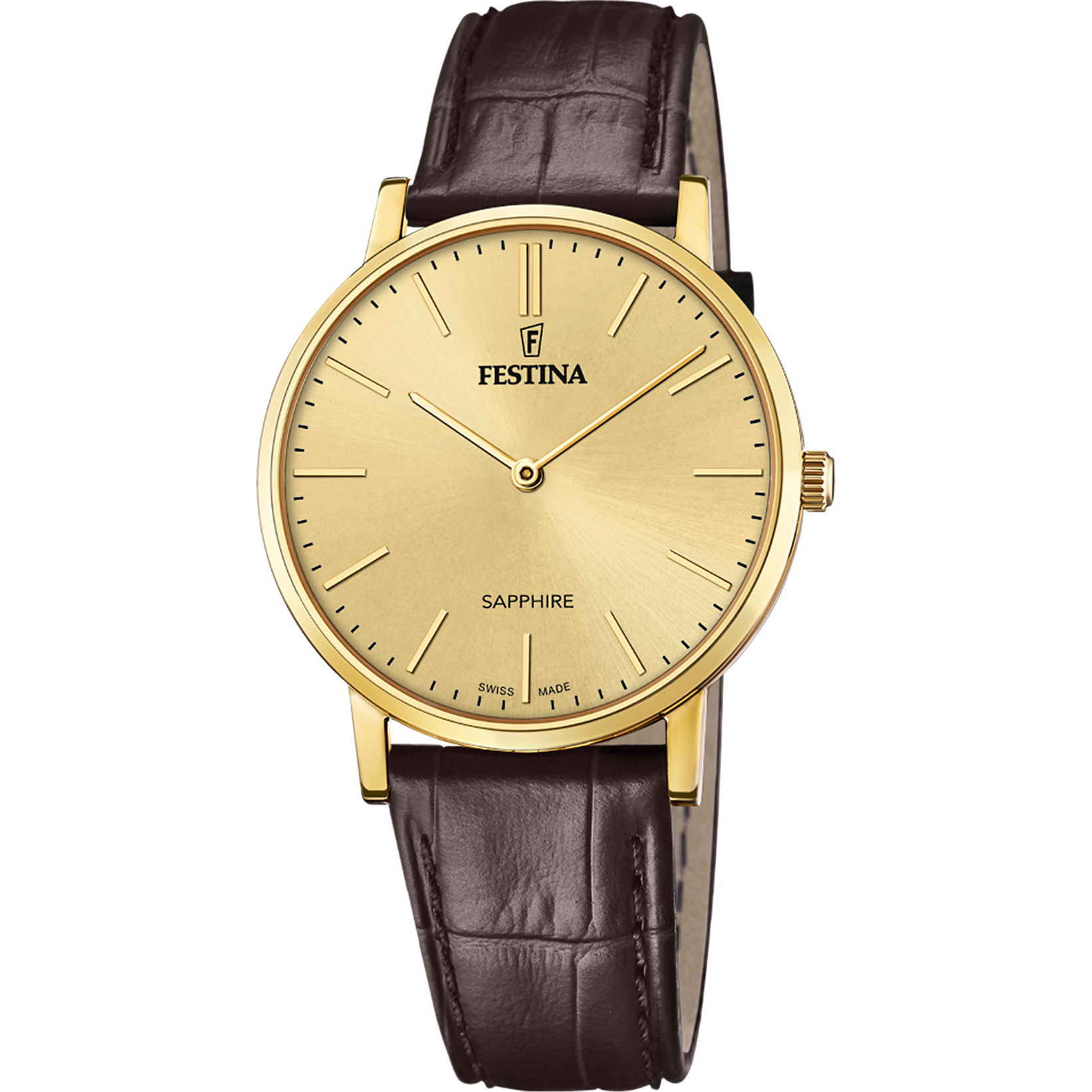 Festina F20016/2 Herrenuhr Braun/Goldfarben • Saphirglas • Schweizer Quarzwerk