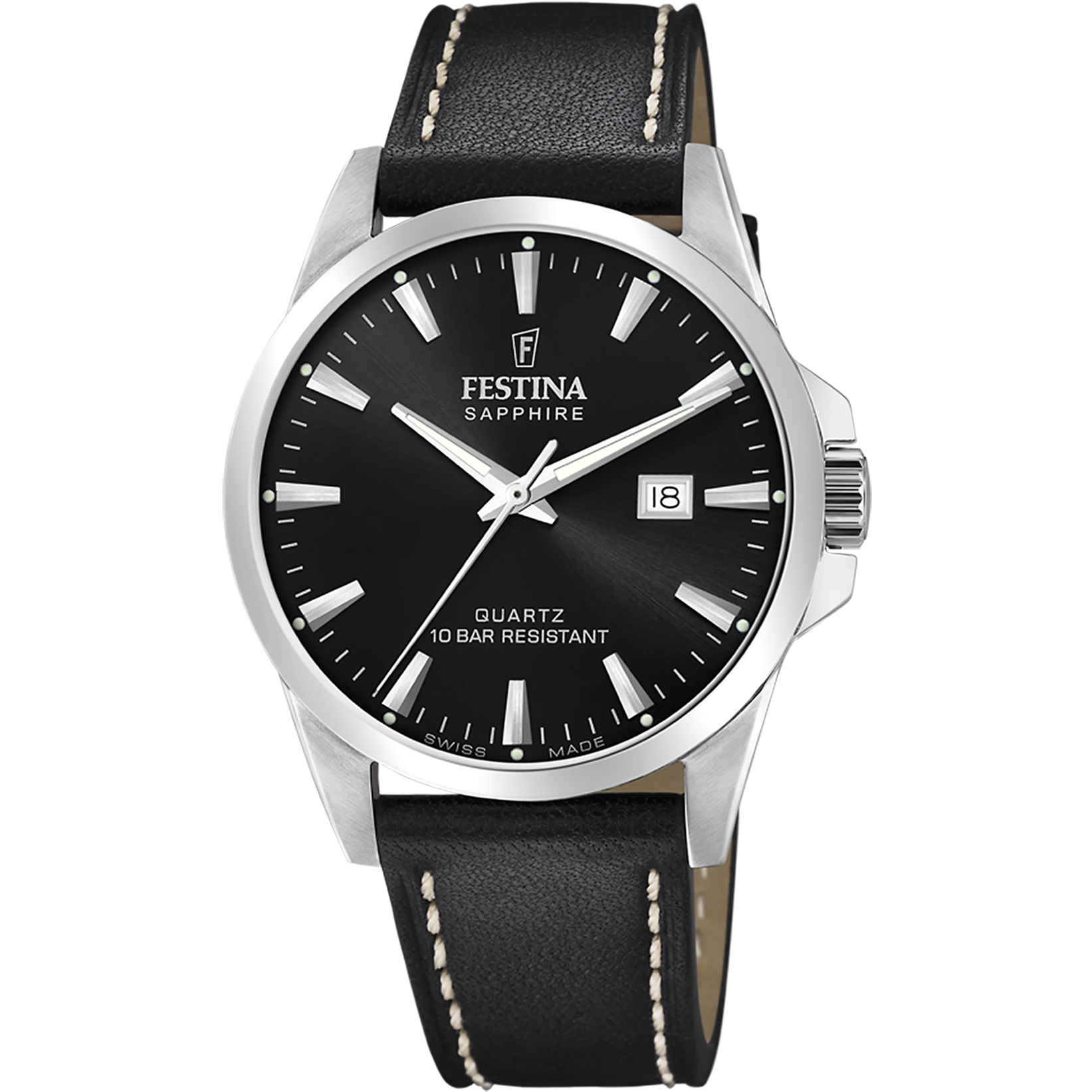 Festina Swiss Made F20025/4 Herrenuhr • Schwarzes Zifferblatt • Swiss Made Qualität