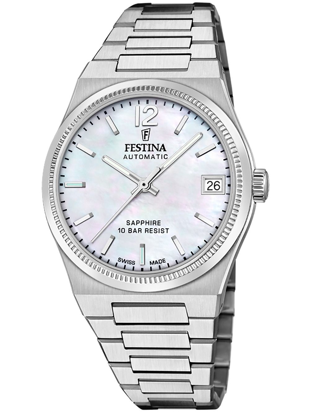 Festina Rivé F20029/1 Damen Armbanduhr Silber • Automatikwerk Swiss Made • Saphirglas