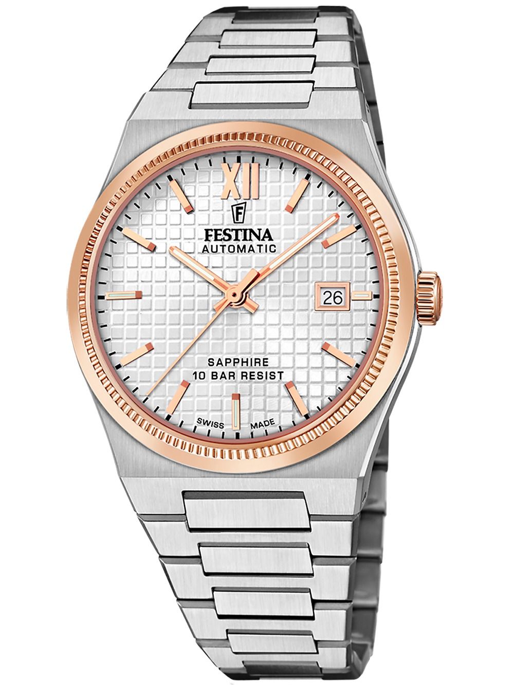 Festina Rivé F20030/1 Herrenuhr Silber • Soprod P024 Automatik • Saphirglas Swiss Made