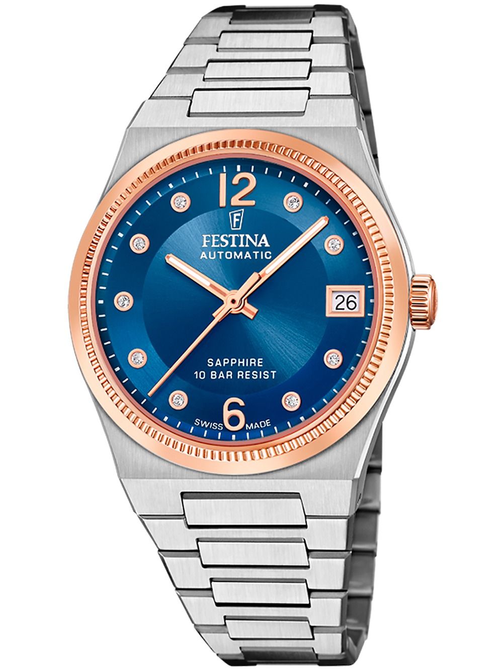 Festina Rivé F20031/2 Damenuhr Silber • Automatikwerk Swiss Made • Saphirglas