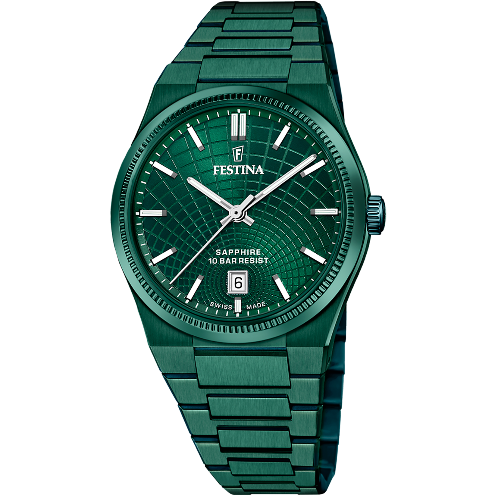 Festina Swiss Made F20079/1 Rive Herrenuhr Grün • Saphirglas • Automatikwerk