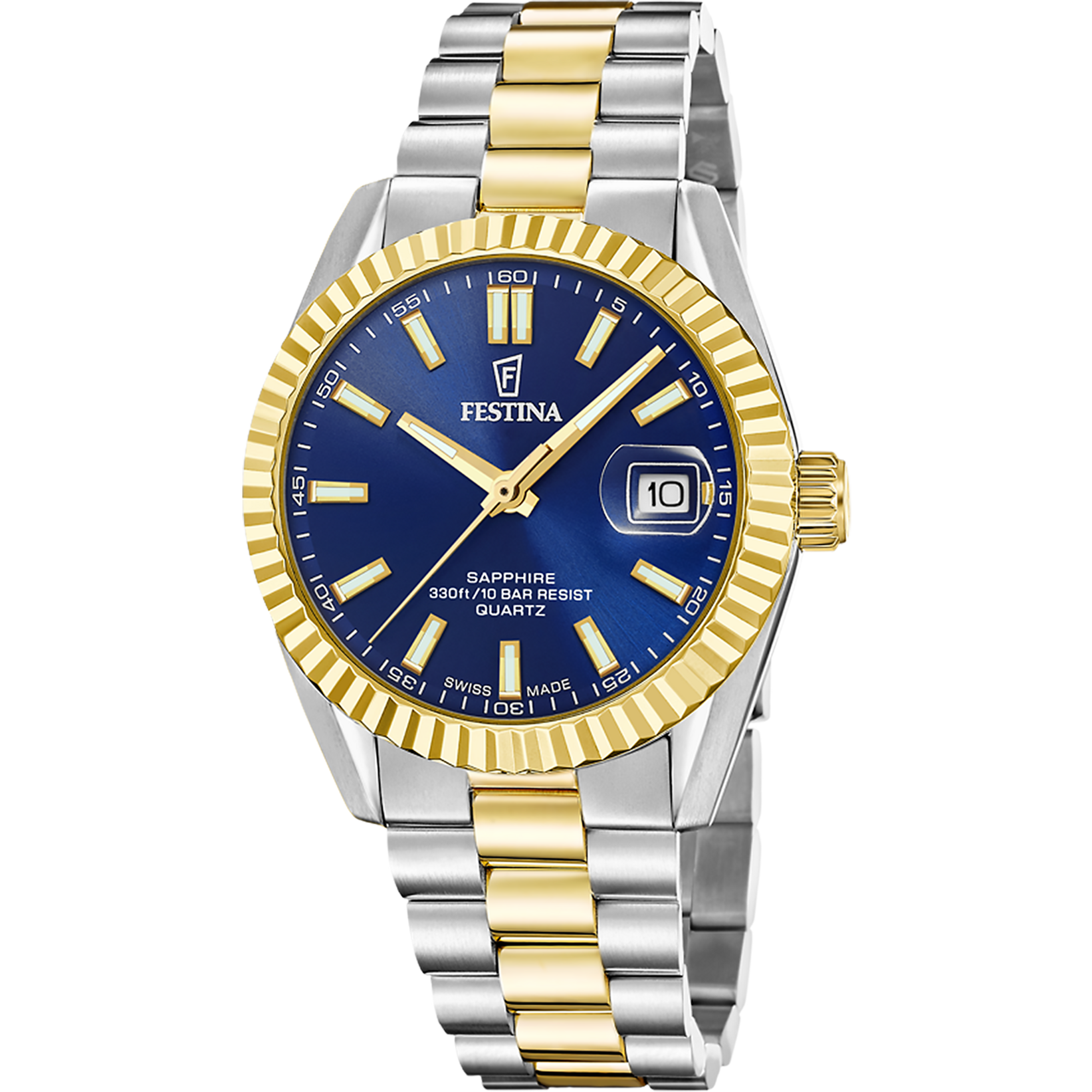 Festina F20085/B Herrenuhr Bicolor/Blau • Saphirglas • Schweizer Quarzwerk