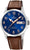 Orologio da uomo Festina con quadrante blu, cassa argentata e cinturino in pelle marrone