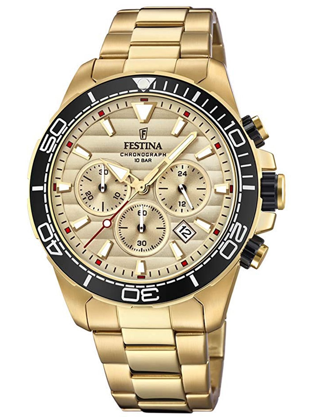 Festina Prestige Chronograph F20364/1 Herrenuhr • Goldfarben • Mineralglas