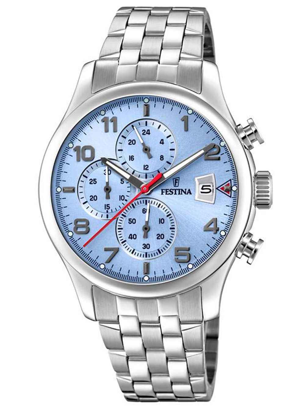 Festina Timeless F20374/5 Herrenuhr Silber/Blau • Chronograph • 10 ATM Wasserdicht