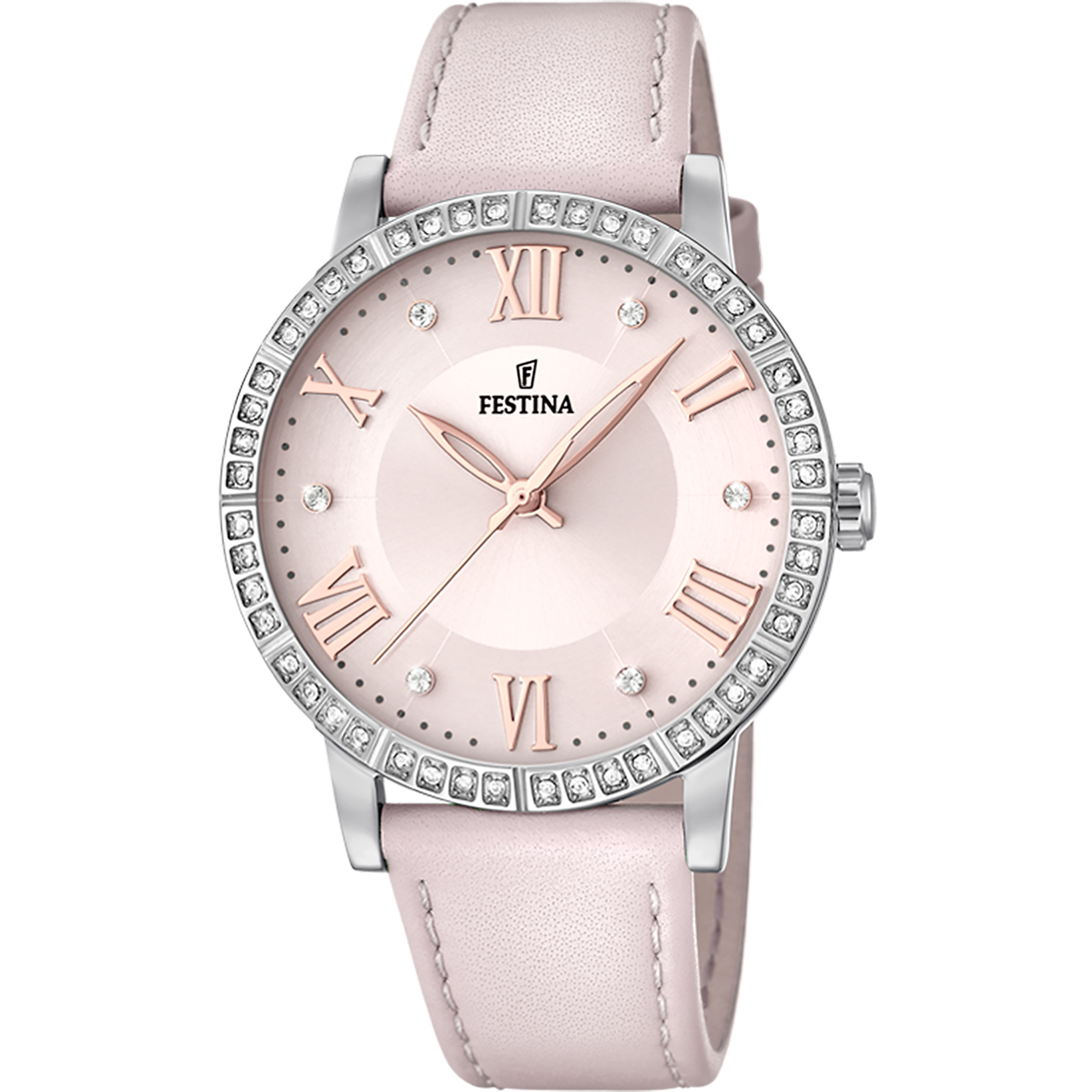Festina Boyfriend F20412/2 Damenuhr Rosa • Mineralglas • Zirkonia-Besatz