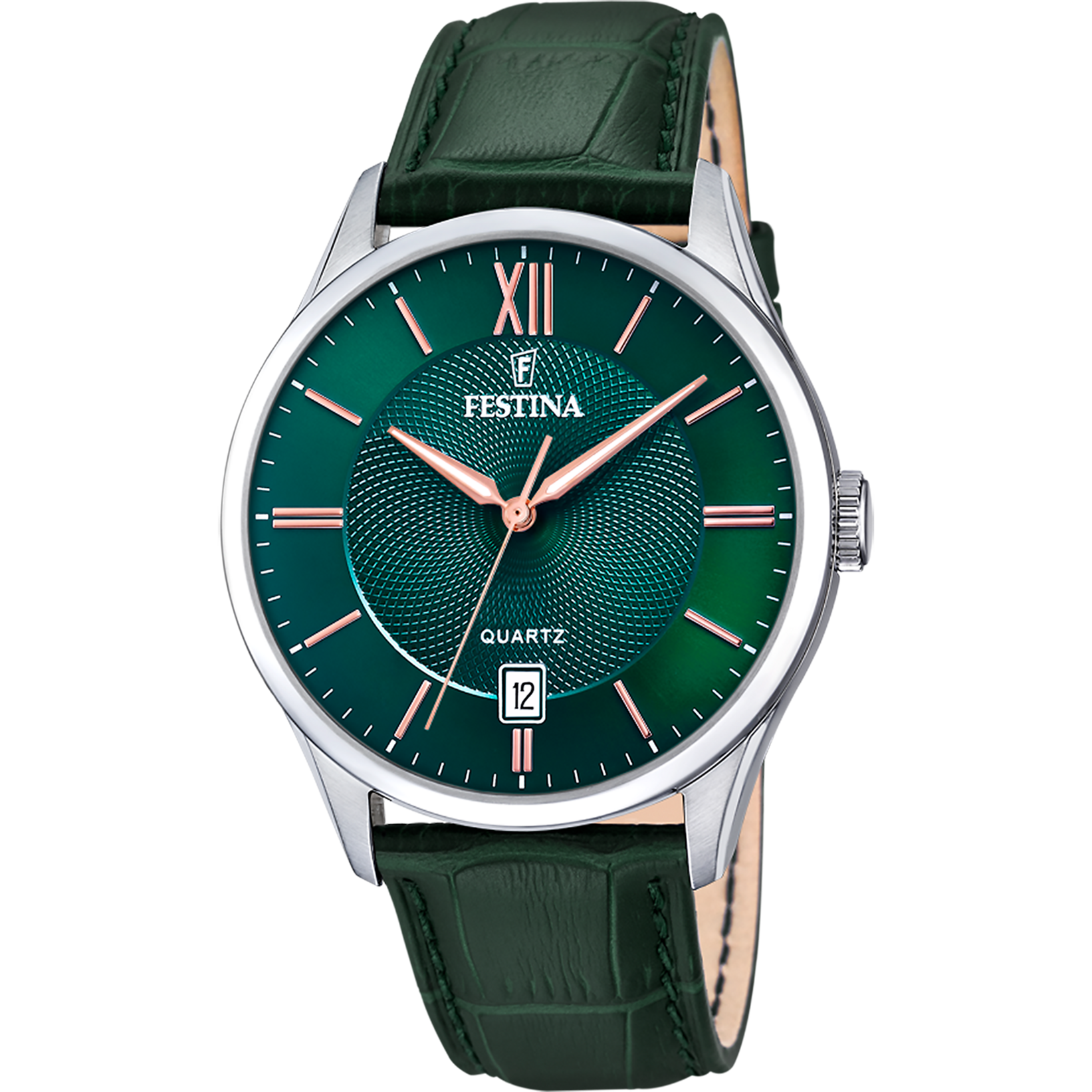 Festina Classics F20426/7 Herrenuhr Grün • Mineralglas • Lederarmband