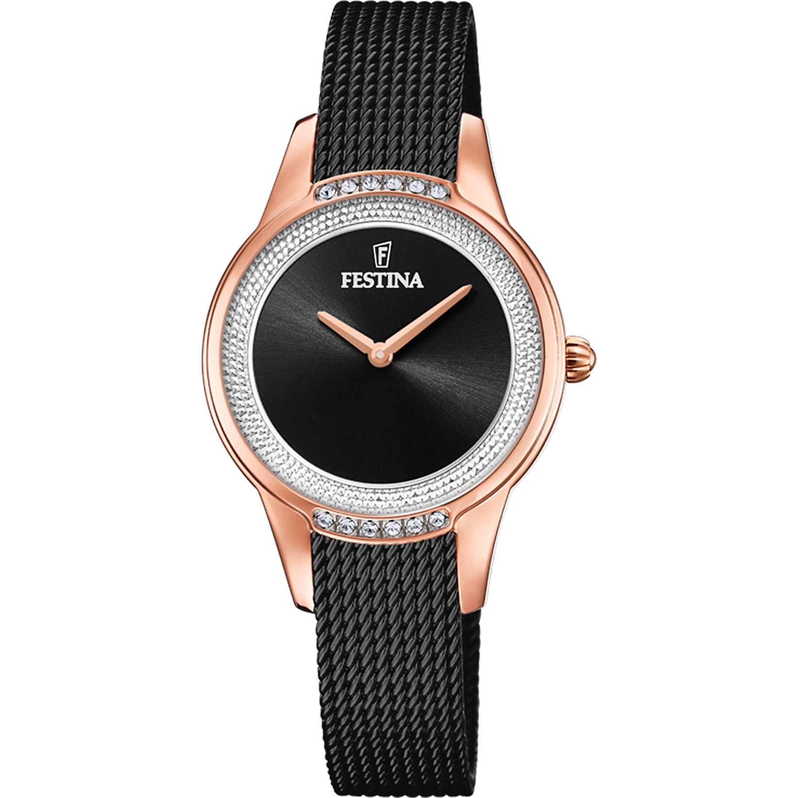 Festina Mademoiselle F20496/2 Damenuhr Schwarz • Mineralglas • Zirkonia-besetztes Edelstahlgehäuse