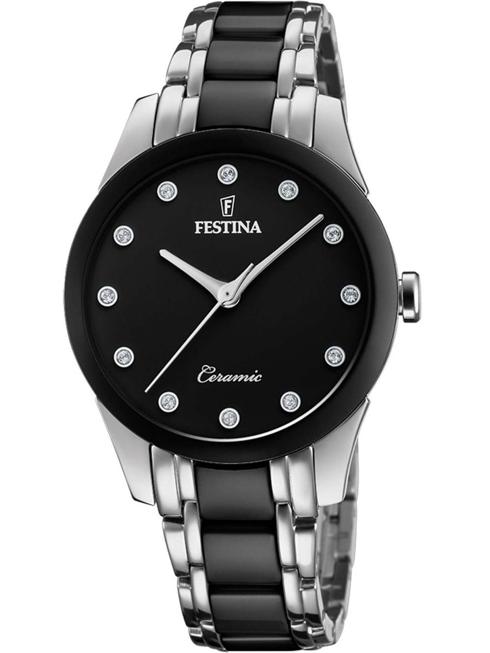 Festina Ceramic F20499/3 Damenuhr Schwarz • Keramik-Lünette • Mineralglas
