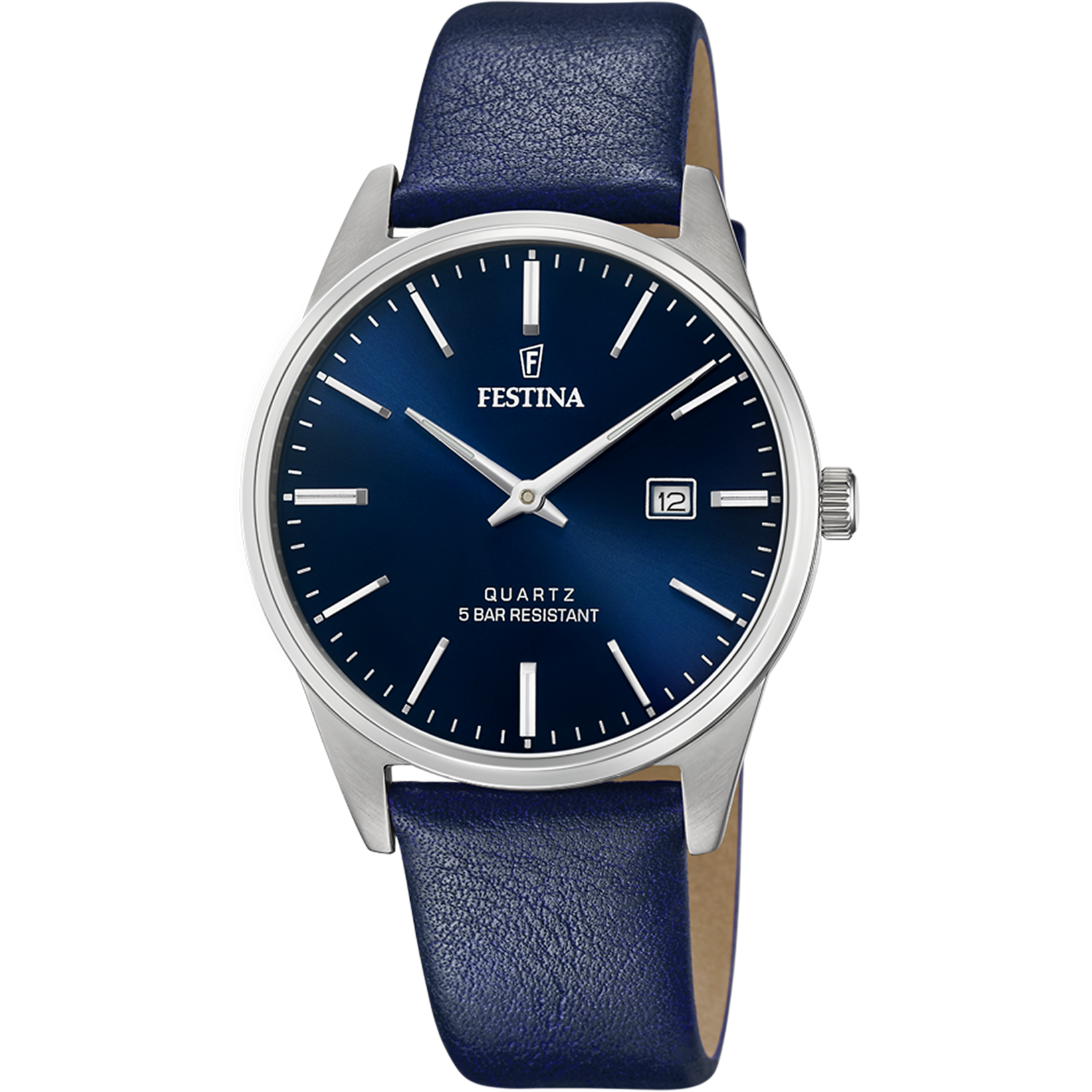 Festina Classics F20512/3 Herrenuhr Blau • Blaues Lederarmband • Mineralglas
