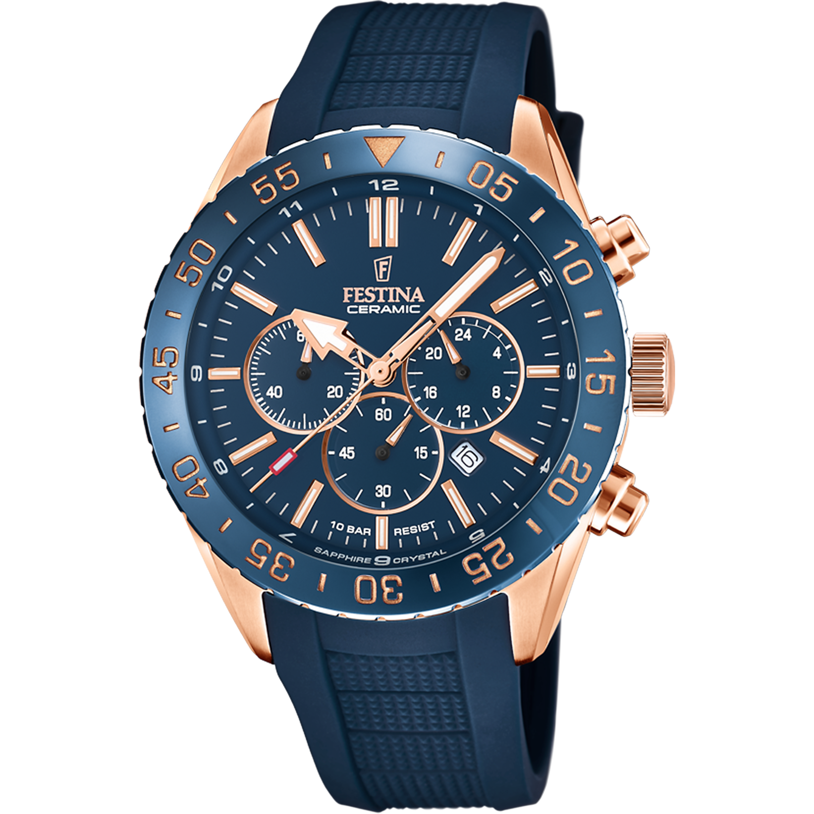 Festina Ceramic F20516/1 Herrenuhr Blau • Saphirglas • Chronograph