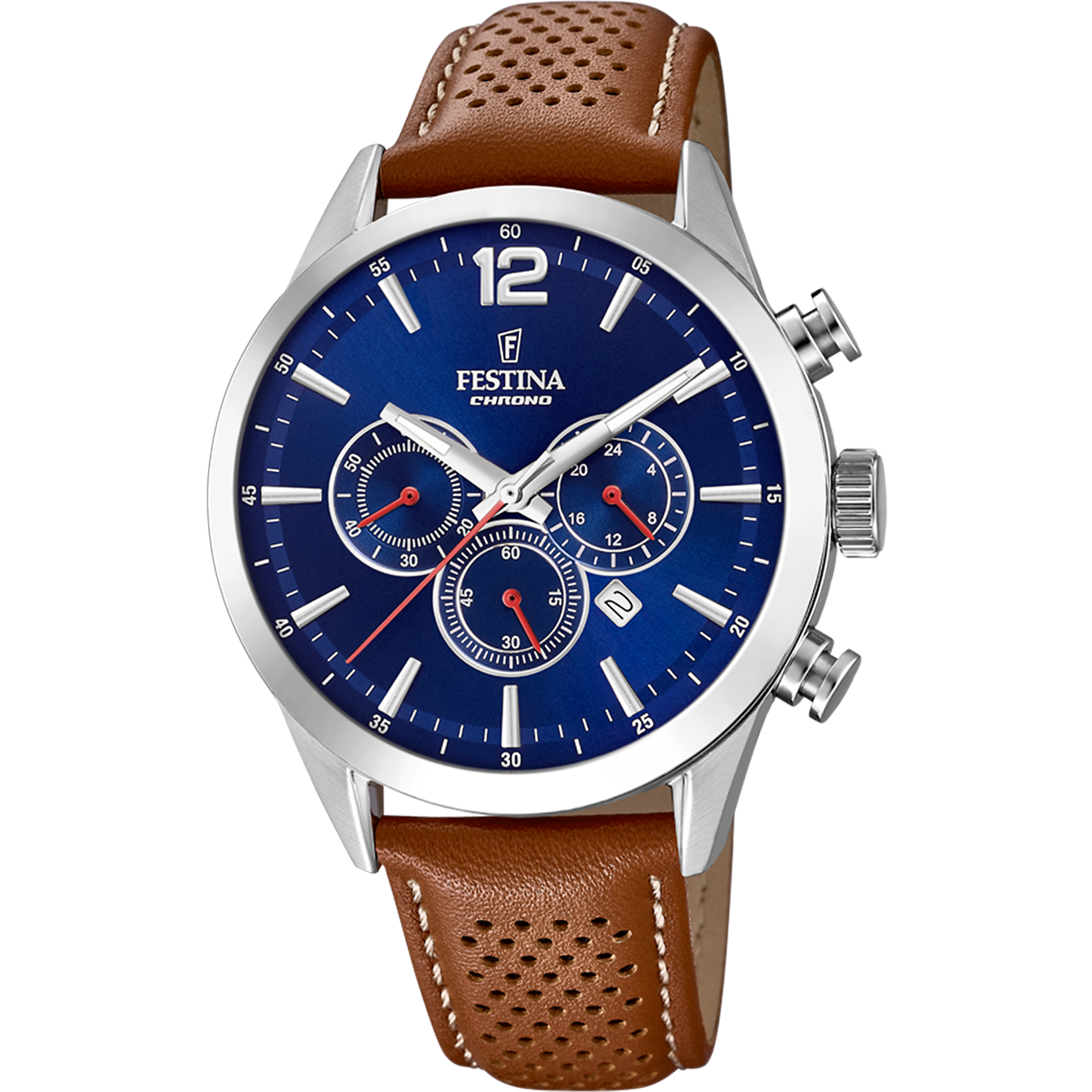 Festina Timeless Chronograph F20542/3 Herrenuhr Blau • Quarzwerk mit Chronograph • Mineralglas
