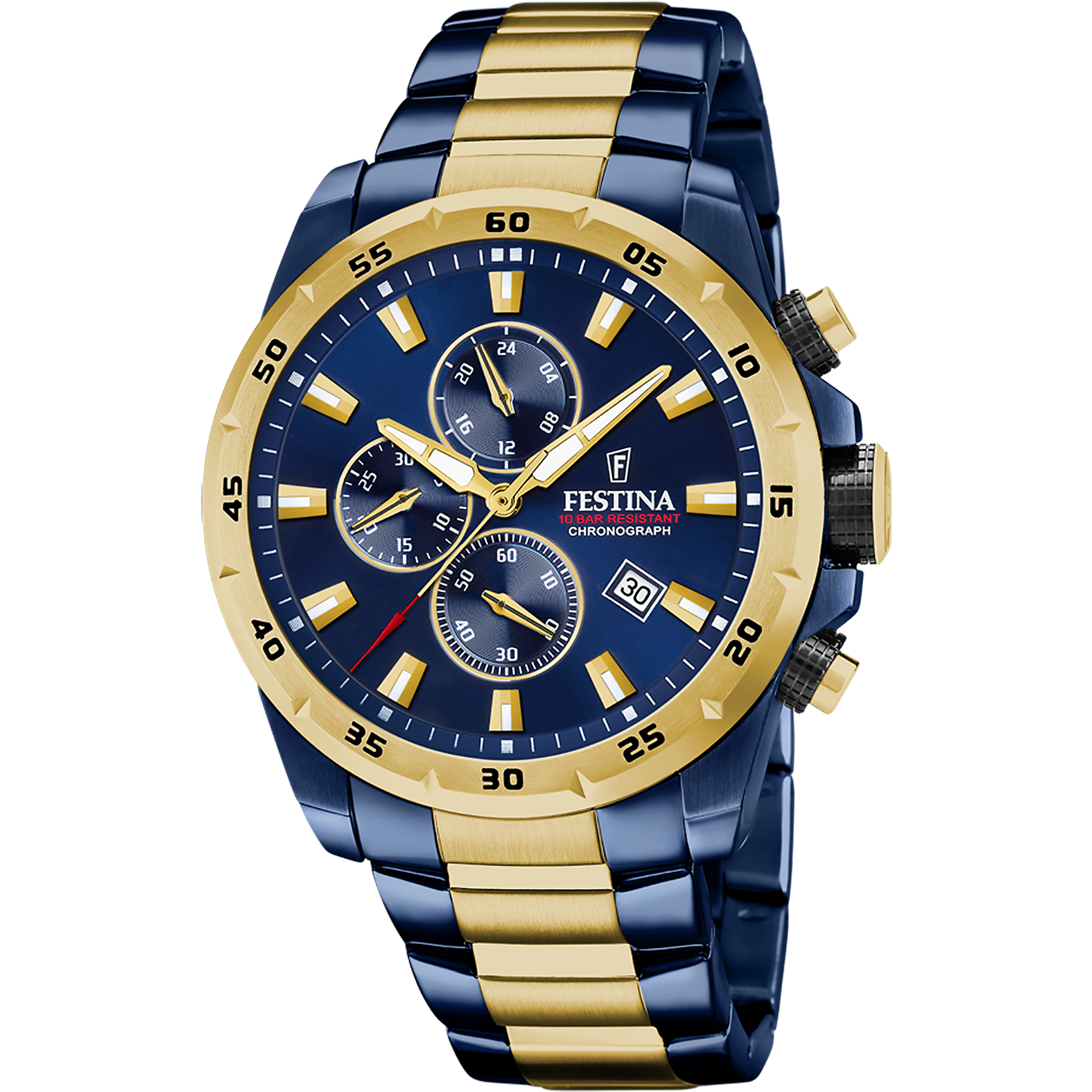 Festina F20564/1 Sport Chronograph Herrenuhr Blau • Edelstahlgehäuse • 10 ATM Wasserdicht