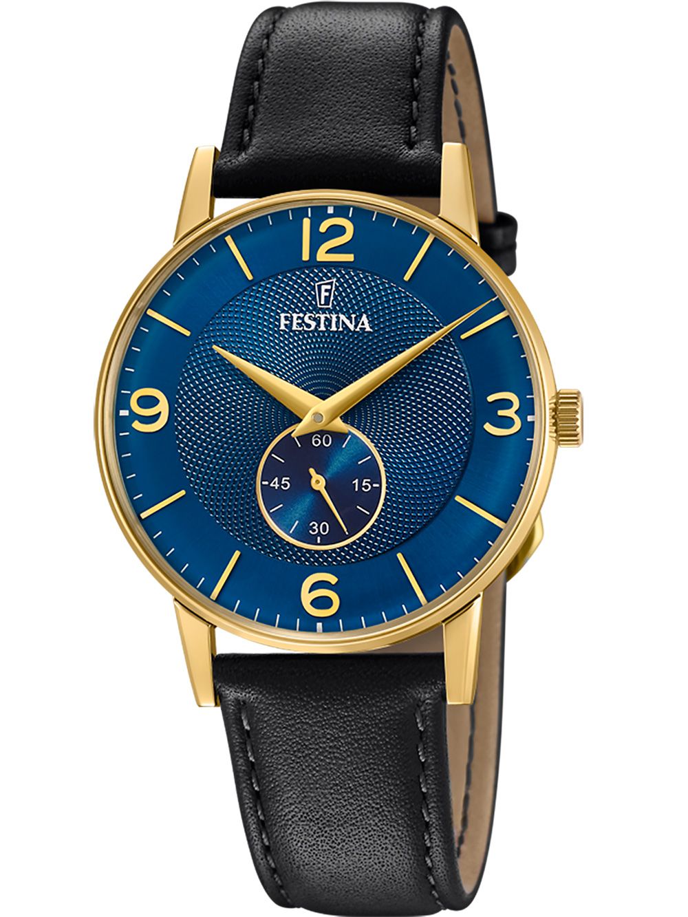 Festina Retro F20567/3 Herrenuhr Blau • Kalbslederarmband • Klassisches Quarzwerk
