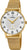 Herrenarmbanduhr mit weißem Zifferblatt und goldenen Drei-Zähler-Subdials