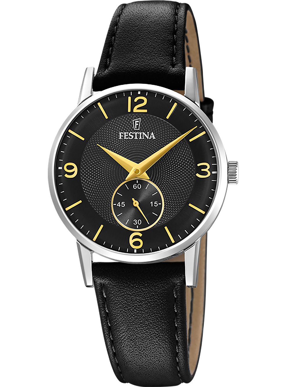 Festina Retro F20570/4 Damenuhr Schwarz • Leuchtziffern • Echtlederarmband