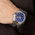 Orologio da uomo al polso, quadrante blu con display aggiuntivi