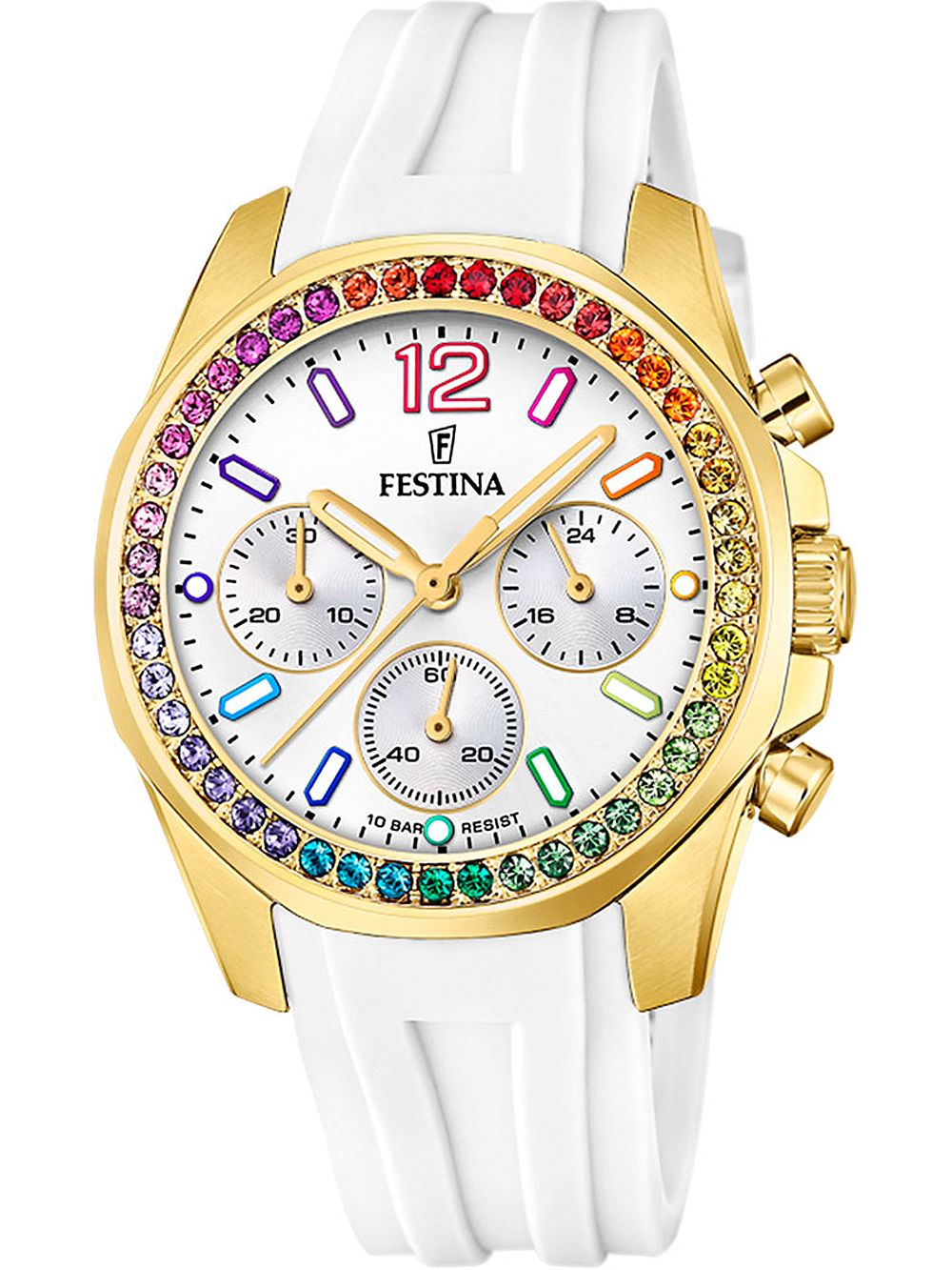 Festina Boyfriend F20650/2 Damenuhr Weiß • Chronograph • Mineralglas