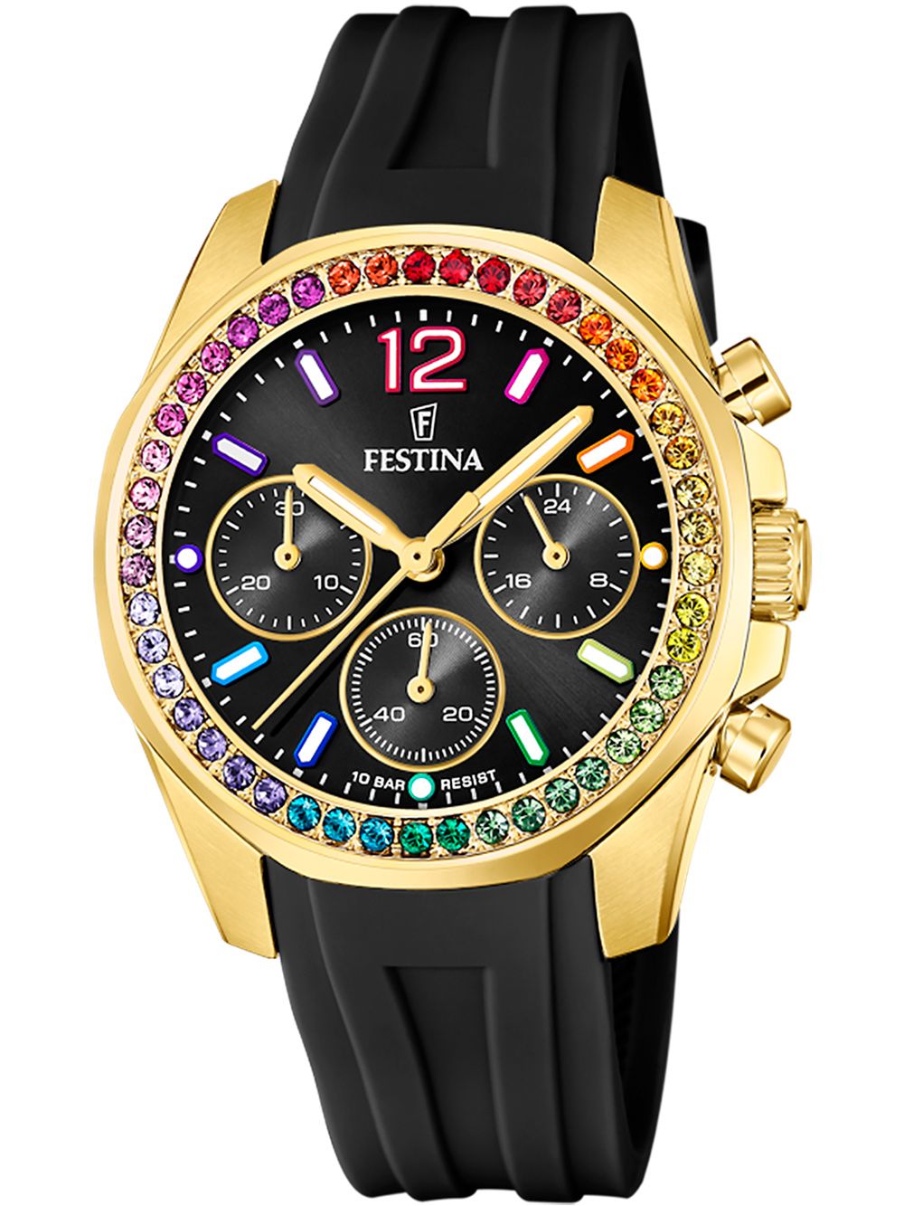 Festina Boyfriend F20650/3 Damenuhr Schwarz • Chronograph • Mineralglas