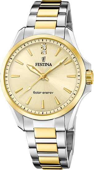 Orologio da donna bicolore con quadrante color crema, indici color oro e cinturino in acciaio