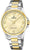 Orologio da uomo bicolore con quadrante beige, indicatore solare e bracciale in metallo bicolore