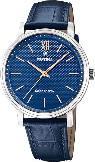 Orologio da uomo Festina Solar Energy F20660/4 • Movimento solare • Cinturino in pelle blu