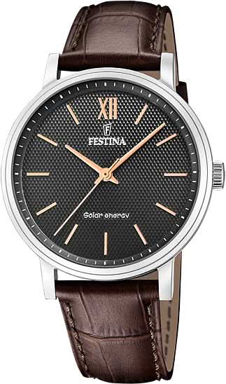 Orologio da uomo Festina Solar Energy F20660/6 • Movimento solare • Acciaio inossidabile e pelle