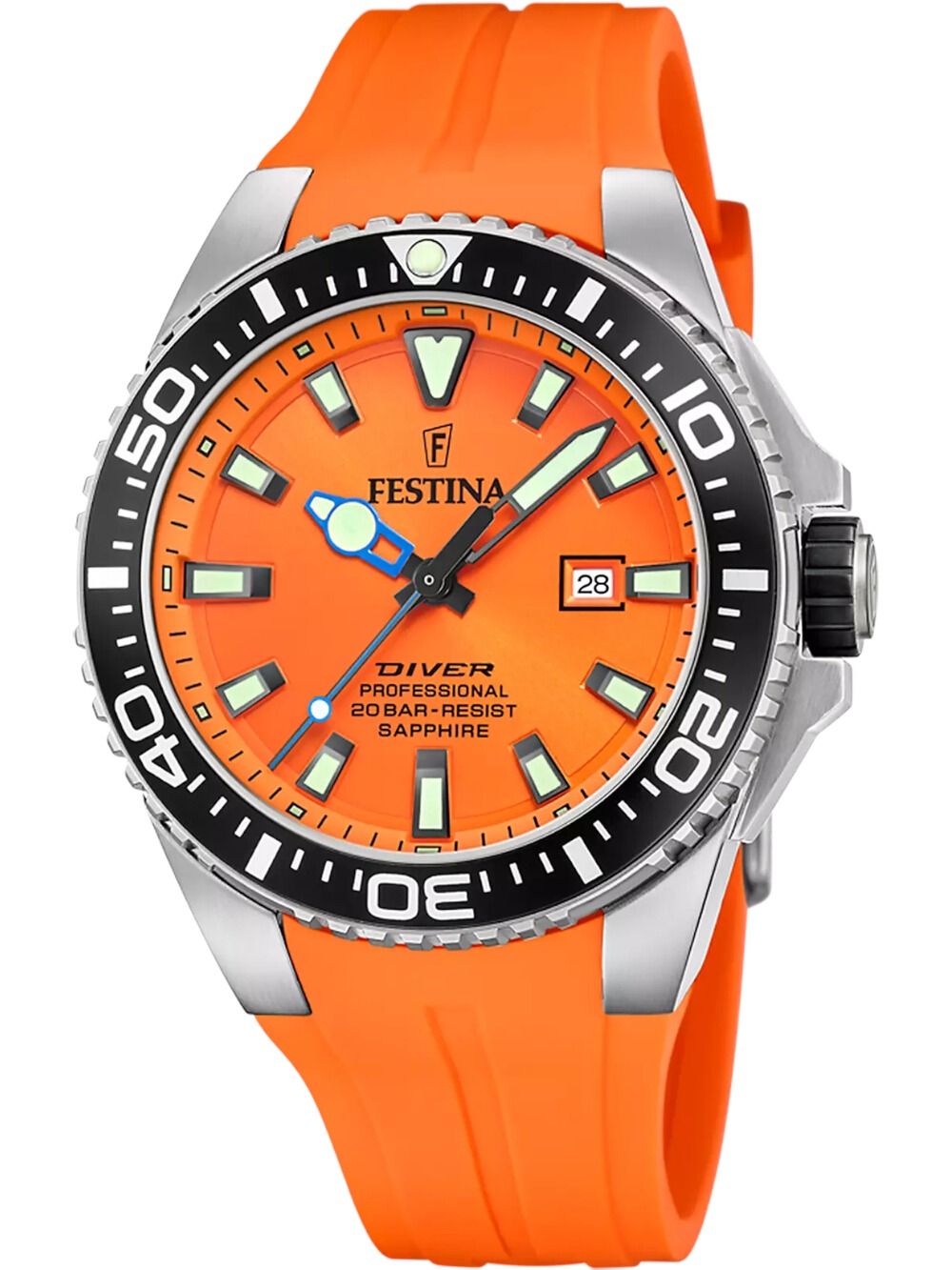 Festina The Originals F20664/4 Herren Armbanduhr Orange • Saphirglas • 20 ATM Taucheruhr