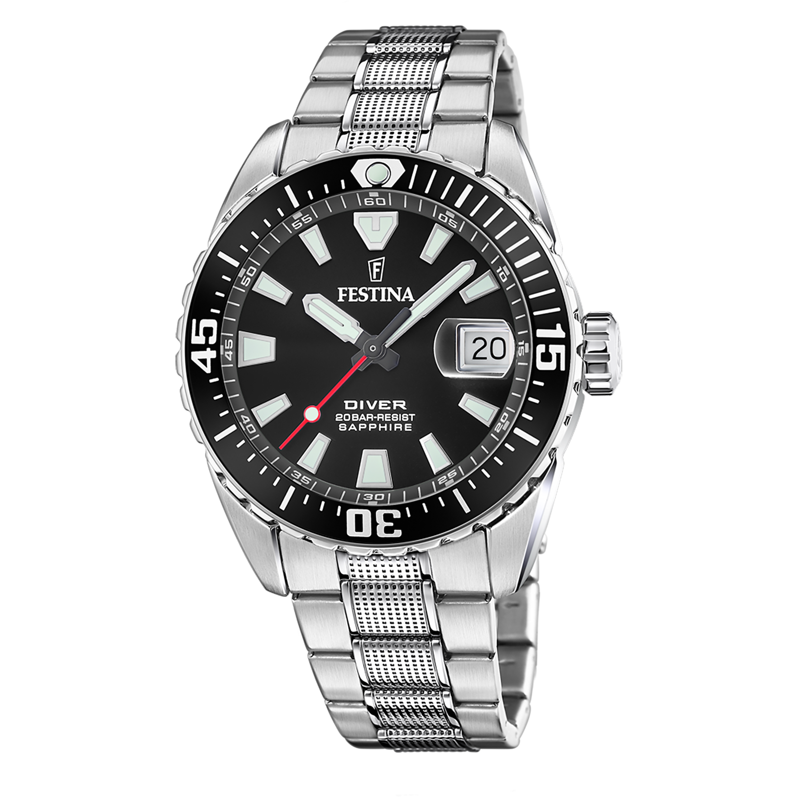 Festina The Originals F20669/3 Herrenuhr Taucheruhr Silber • Saphirglas • 20 ATM