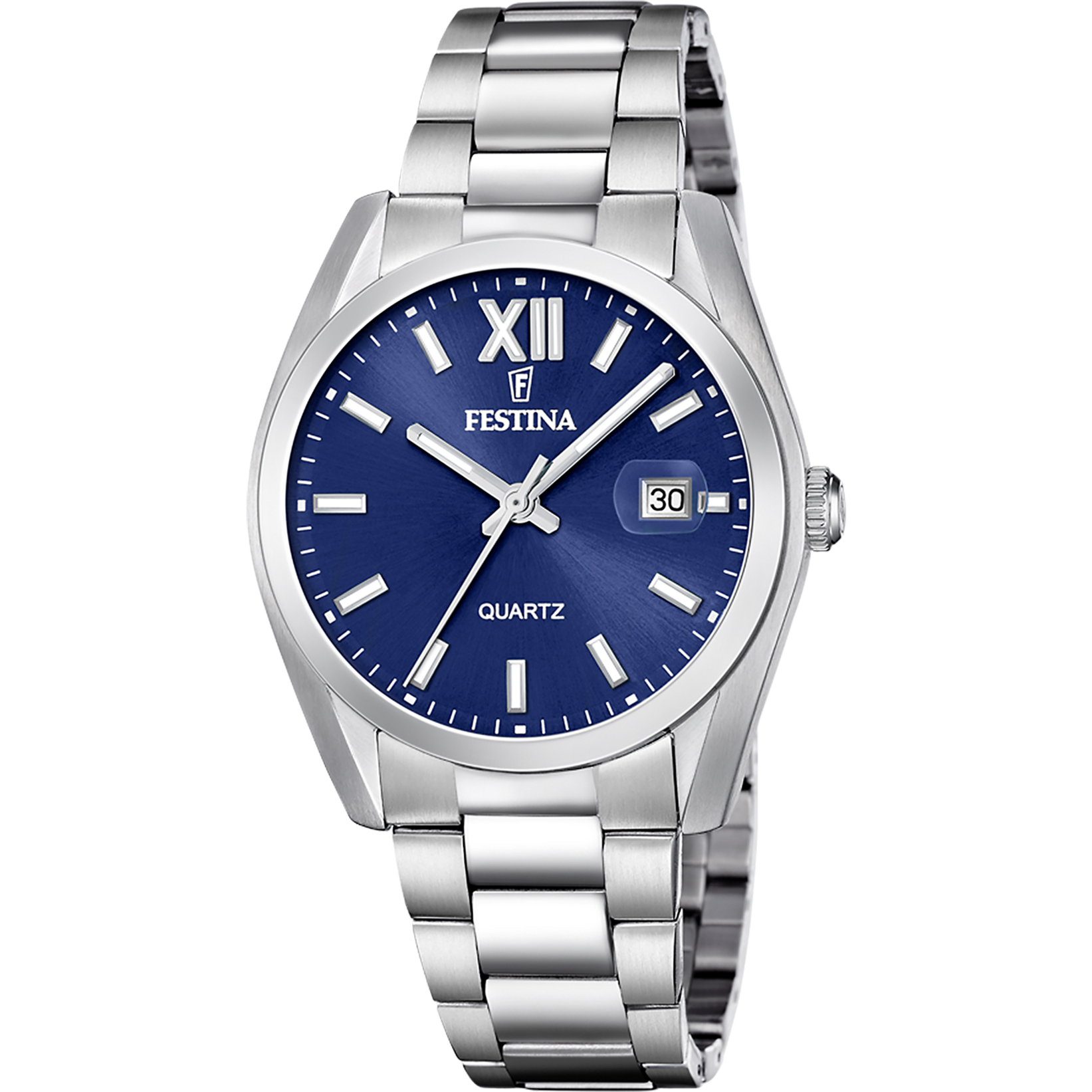 Festina F20707/7 Herrenuhr Quarz • Blaues Edelstahlarmband • 5 ATM Wasserdicht