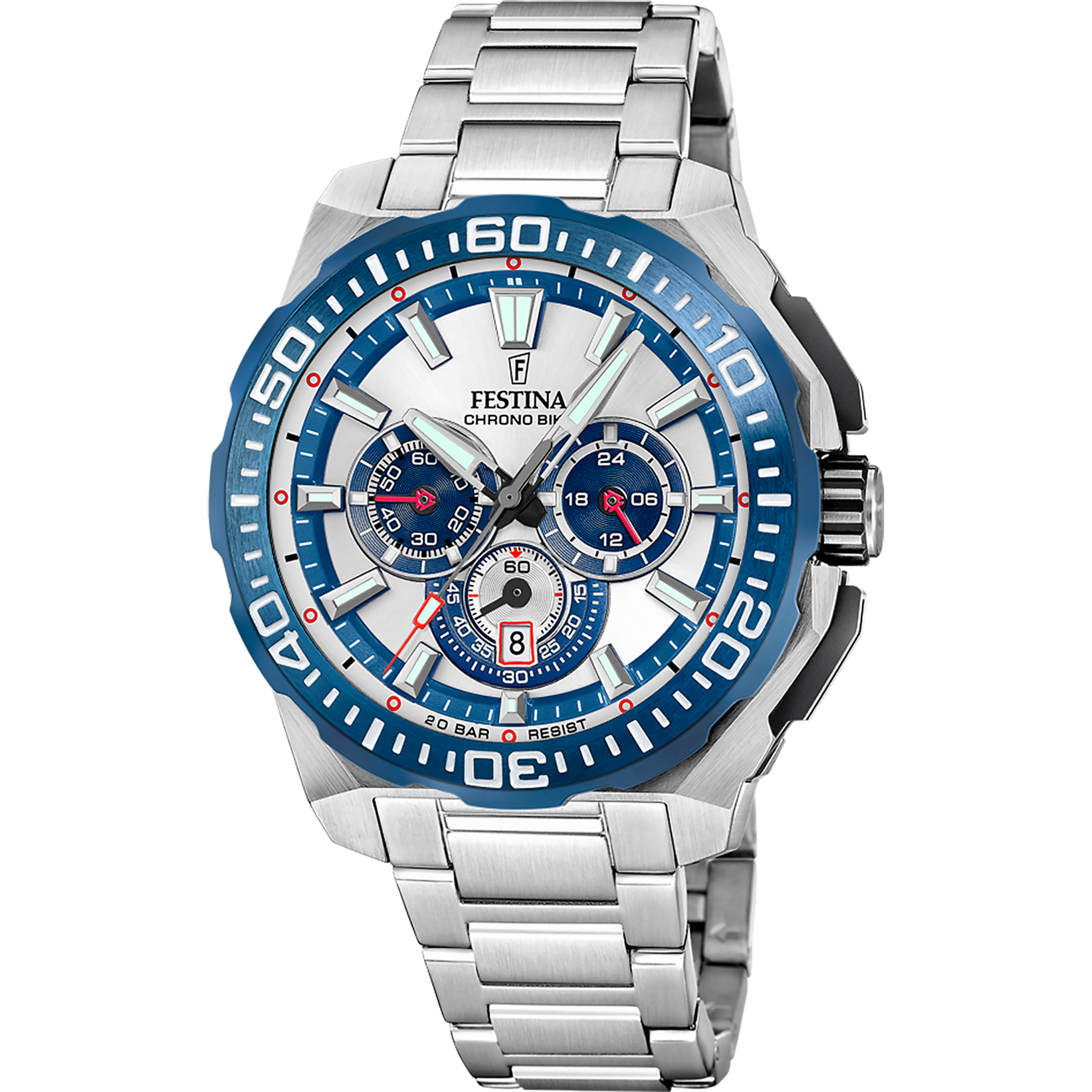 Festina Chrono Bike F20724/1 Herren Armbanduhr Silber • Chronograph • 20 ATM Wasserdicht