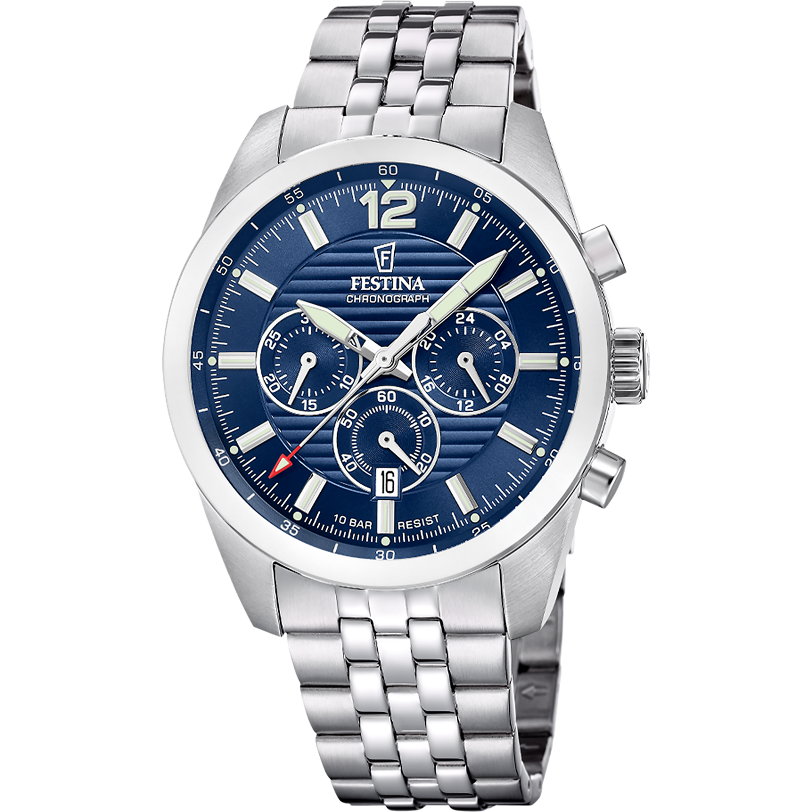 Festina F20742/1 Herrenuhr Chronograph Stahl/Blau • Miyota Quarzwerk • 10 ATM