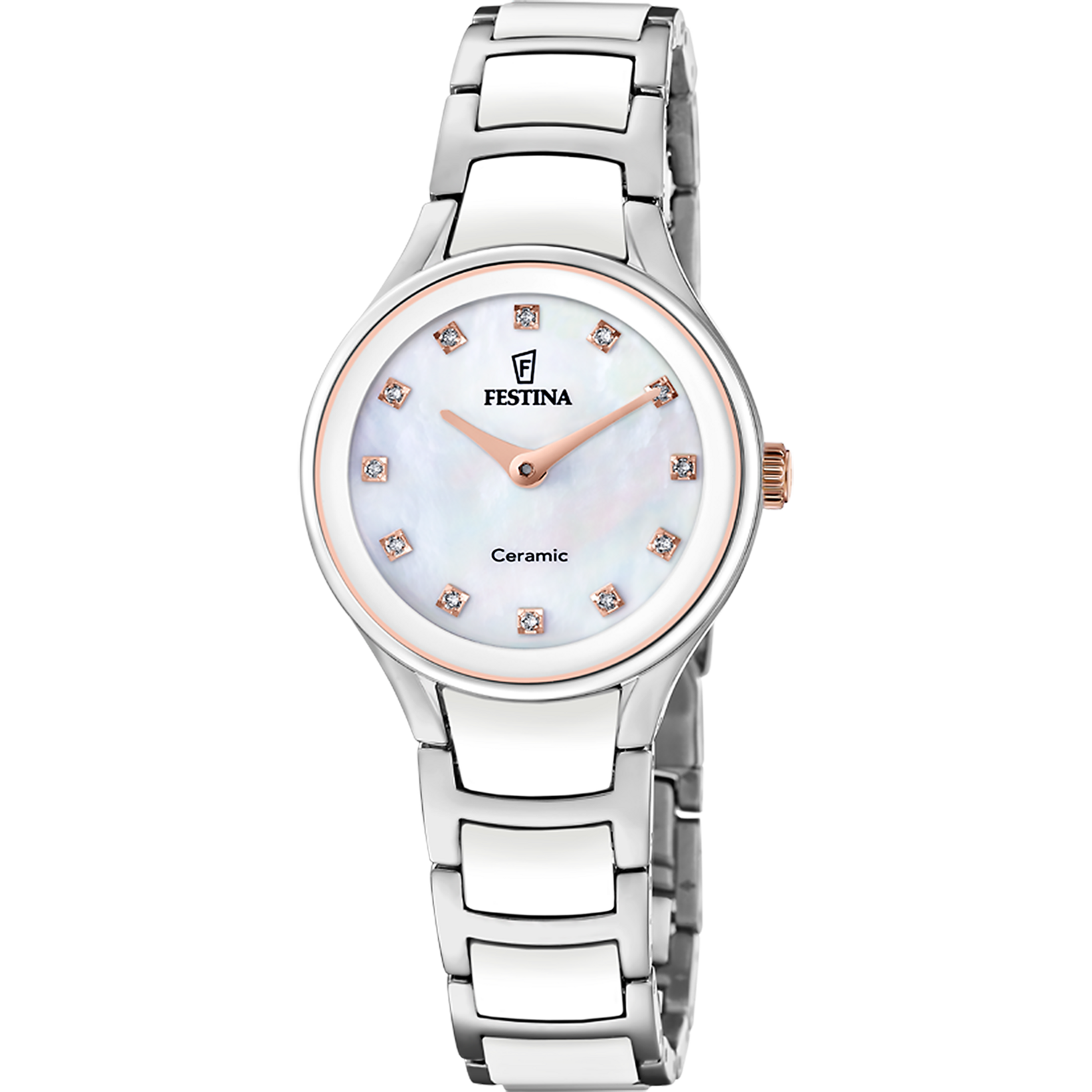 Festina F20752/8 Damenuhr Ceramic 31mm Weiß • Keramik-Armband • 5 ATM Wasserschutz