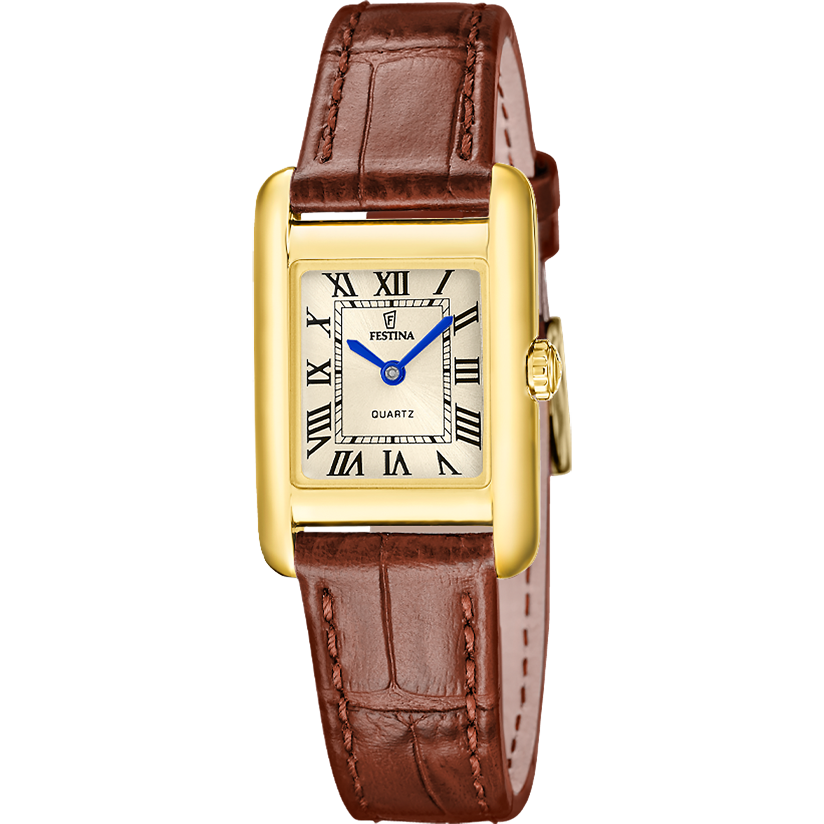 Festina On The Square F20774/2 Damenuhr • Lederarmband • Rechteckiges Gehäuse