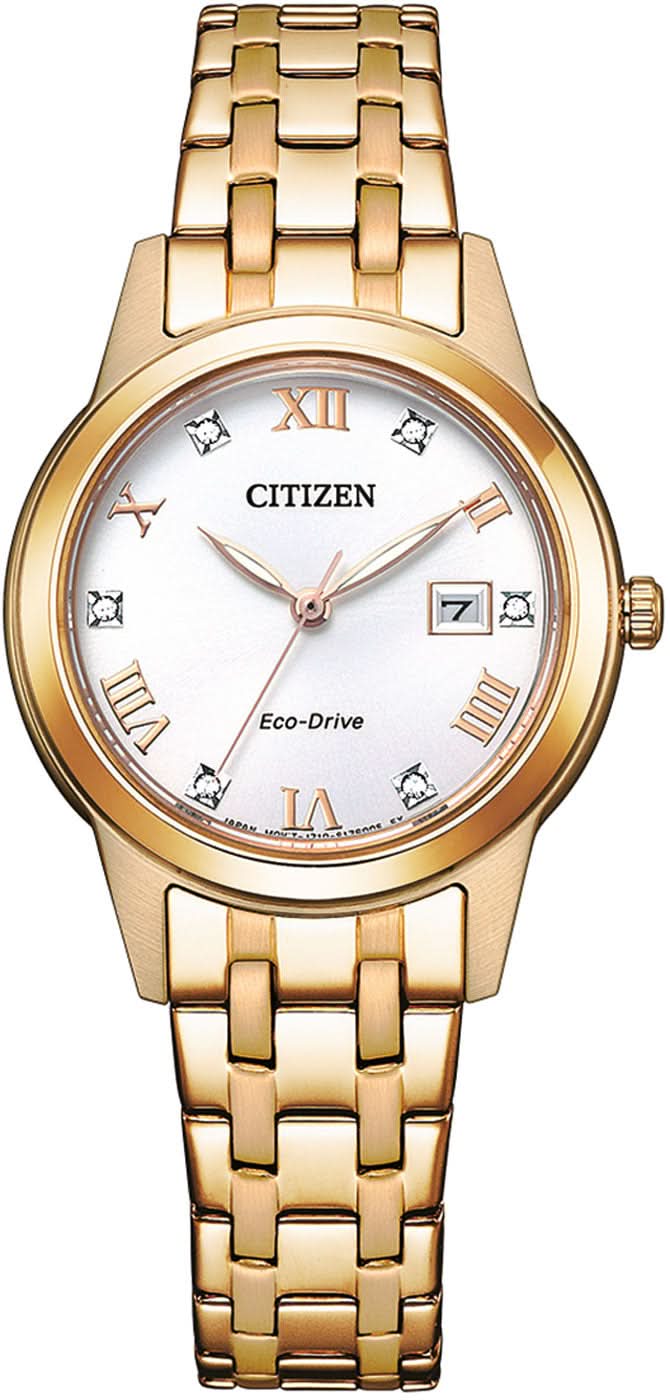 "Orologio da donna Citizen Eco-Drive Elegance FE1243-83A • Eco-Drive a energia solare • Elegante design in oro rosa"