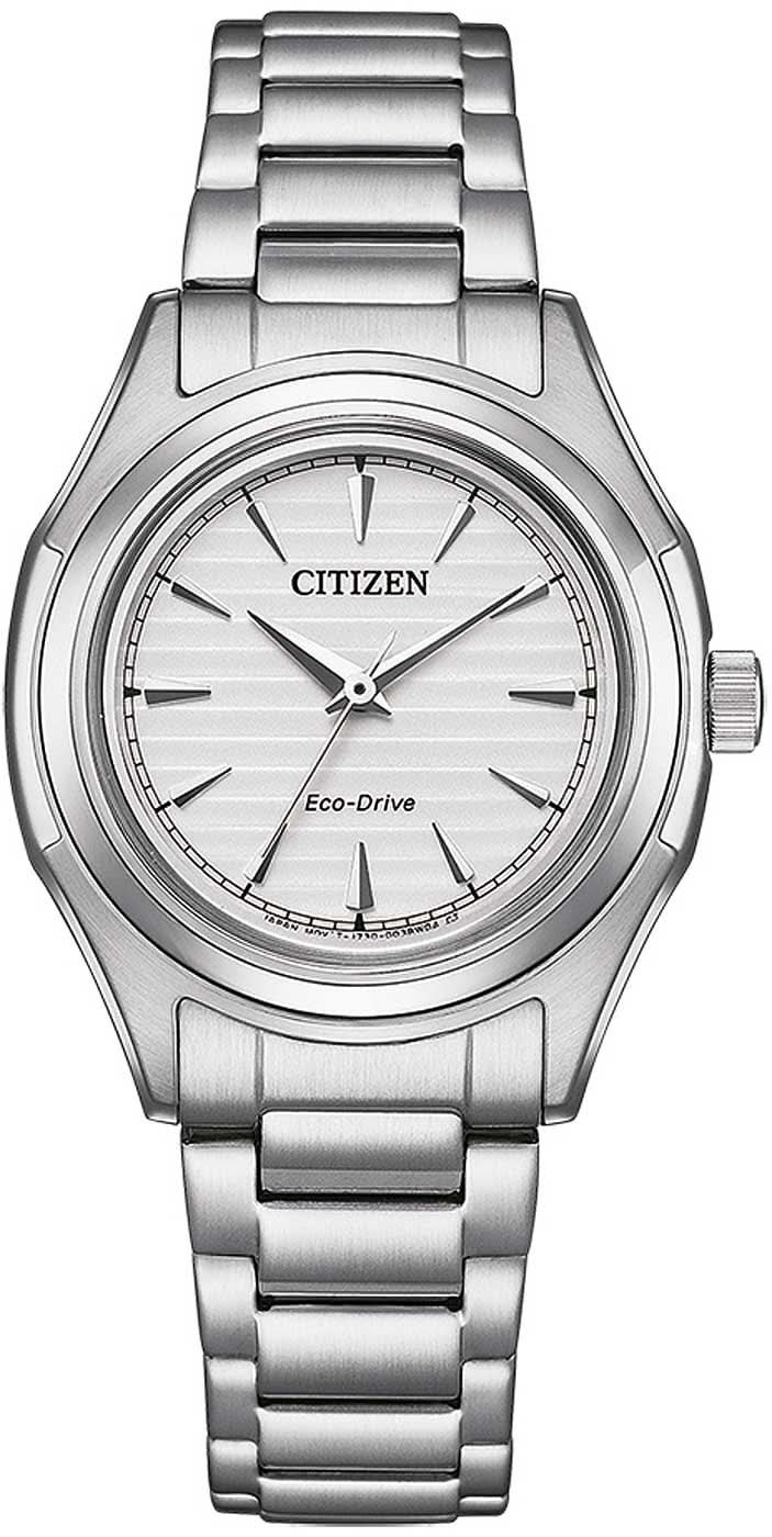 Orologio da donna in acciaio inossidabile con quadrante bianco e indicatore Eco-Drive