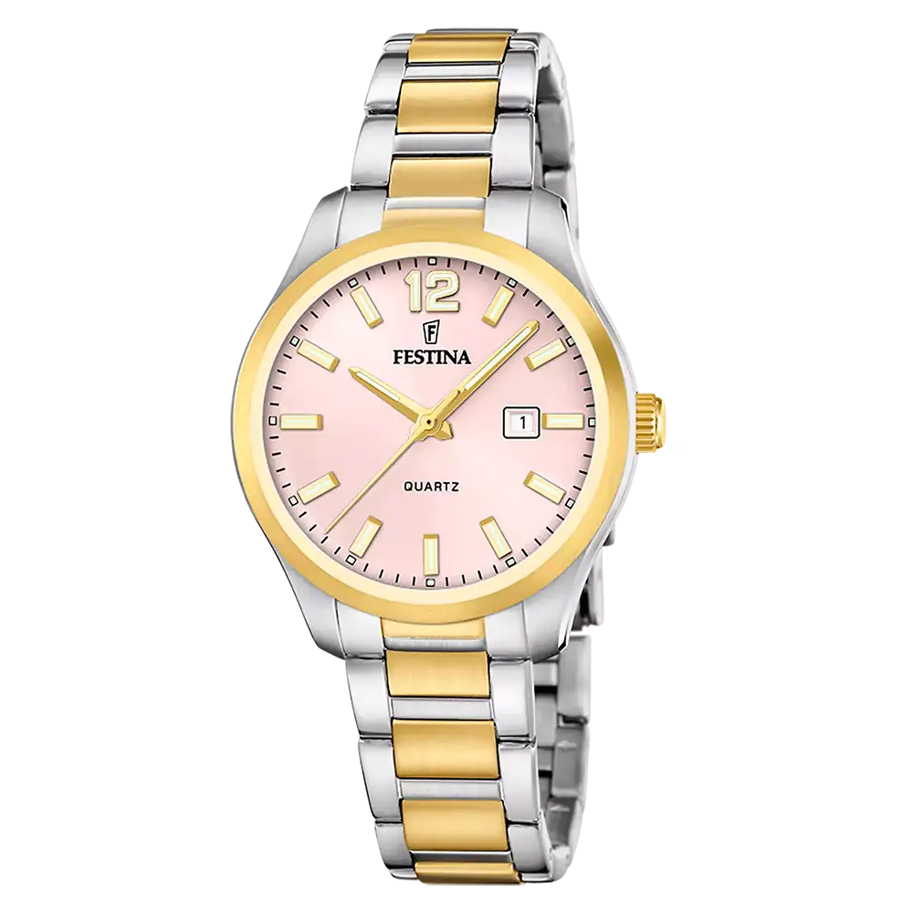 Festina Classics F20739/2 Damklocka Rosa • Mineralglas • Tvåfärgat Armband
