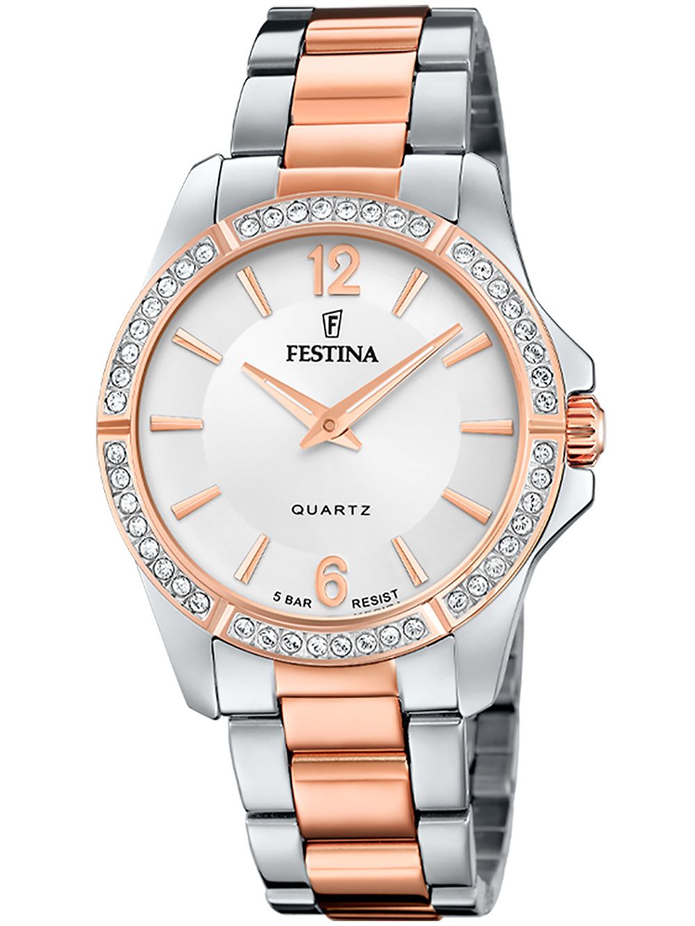 Festina Mademoiselle F20595/1 Damenuhr Bicolor • Mineralglas • Zirkonsteine am Gehäuse