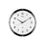 Wanduhr frontal mit schwarzem Ring, weißem Zifferblatt und runden Stundenmarkierungen
