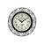 AMS Funk-Wanduhr, runder schwarzer Metallrahmen mit Ornamenten und cremefarbenem Zifferblatt