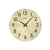 Runde Wanduhr mit goldfarbenem Zifferblatt, schwarzen Zeigern, Ziffern 1–12 und AMS-Logo