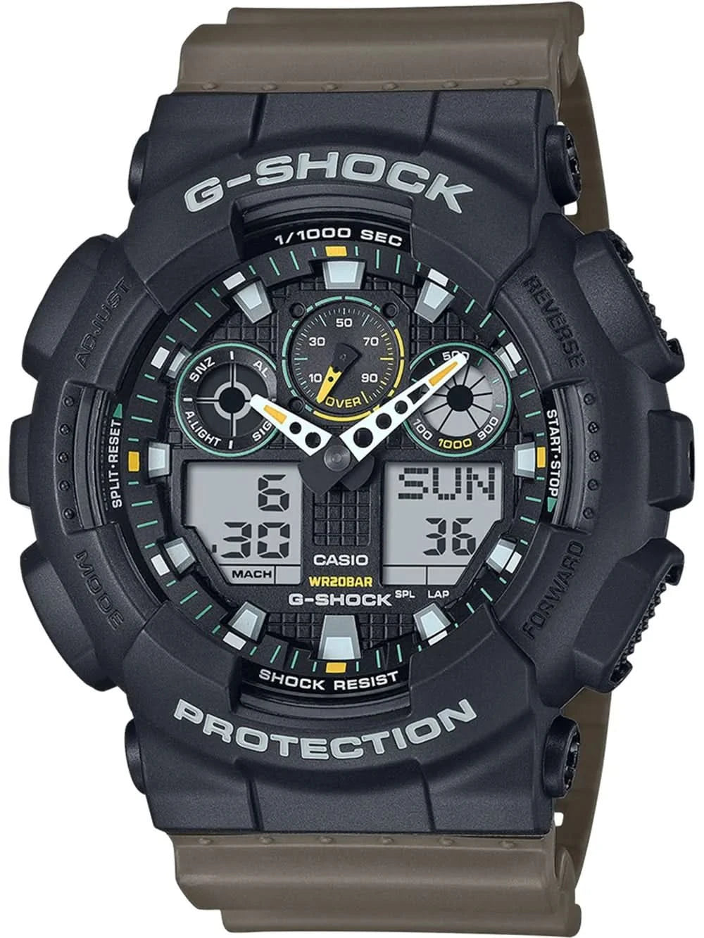Orologio da uomo Casio G-Shock GA-100TU-1A3ER • Estrema resistenza agli urti • Ora mondiale e cronometro