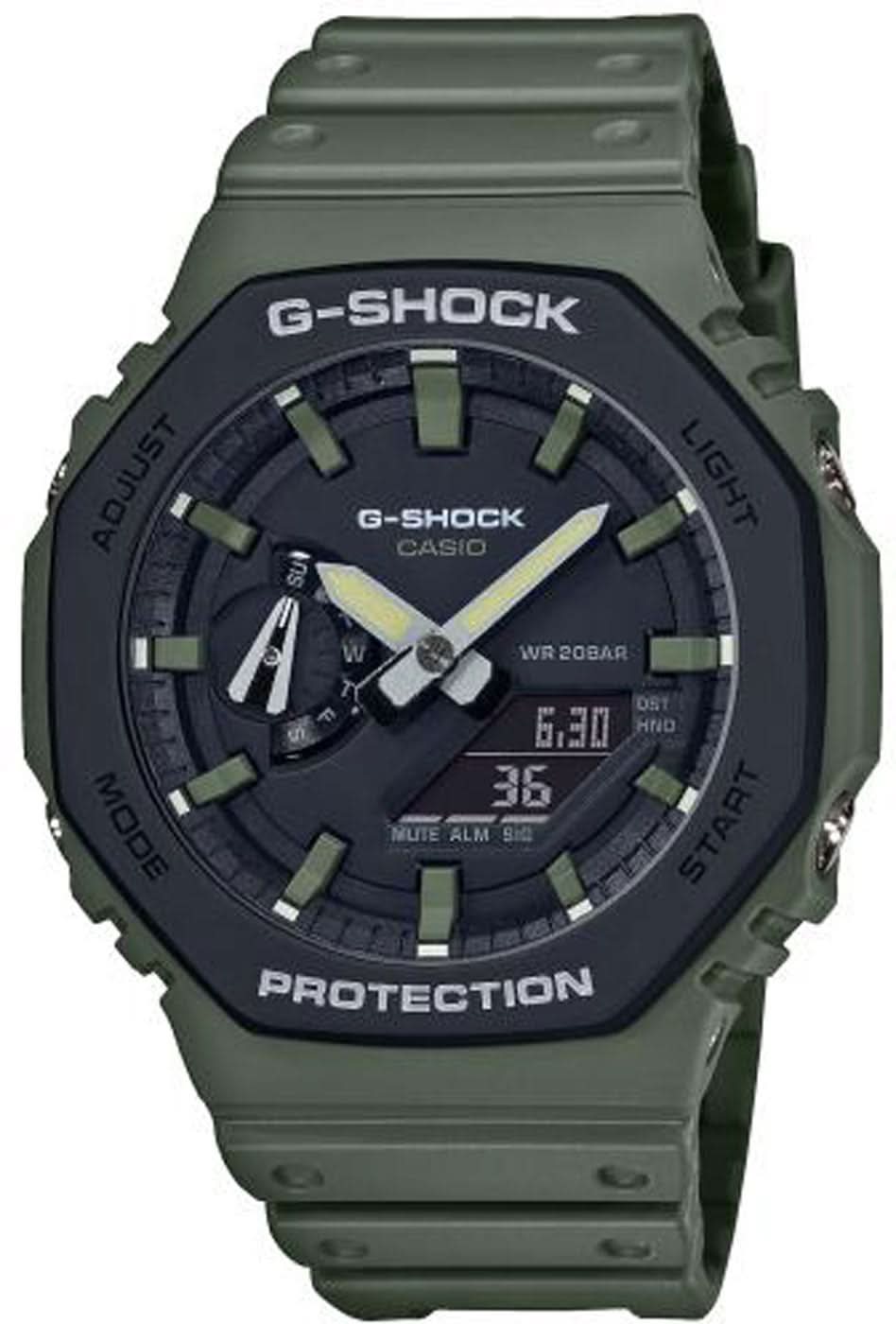 Orologio da uomo Casio G-Shock con cinturino in resina verde scuro, quadrante nero