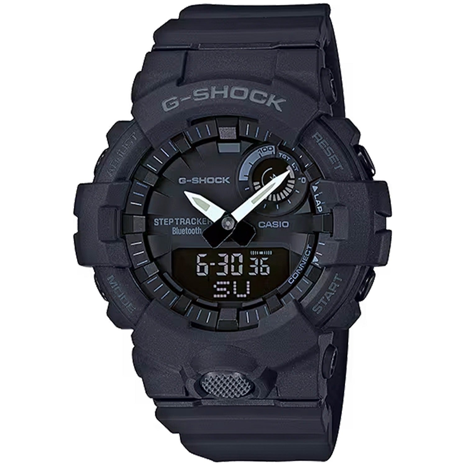 Zegarek męski Casio G-Shock z czarnym wyświetlaczem cyfrowym i czarnym paskiem z kauczuku