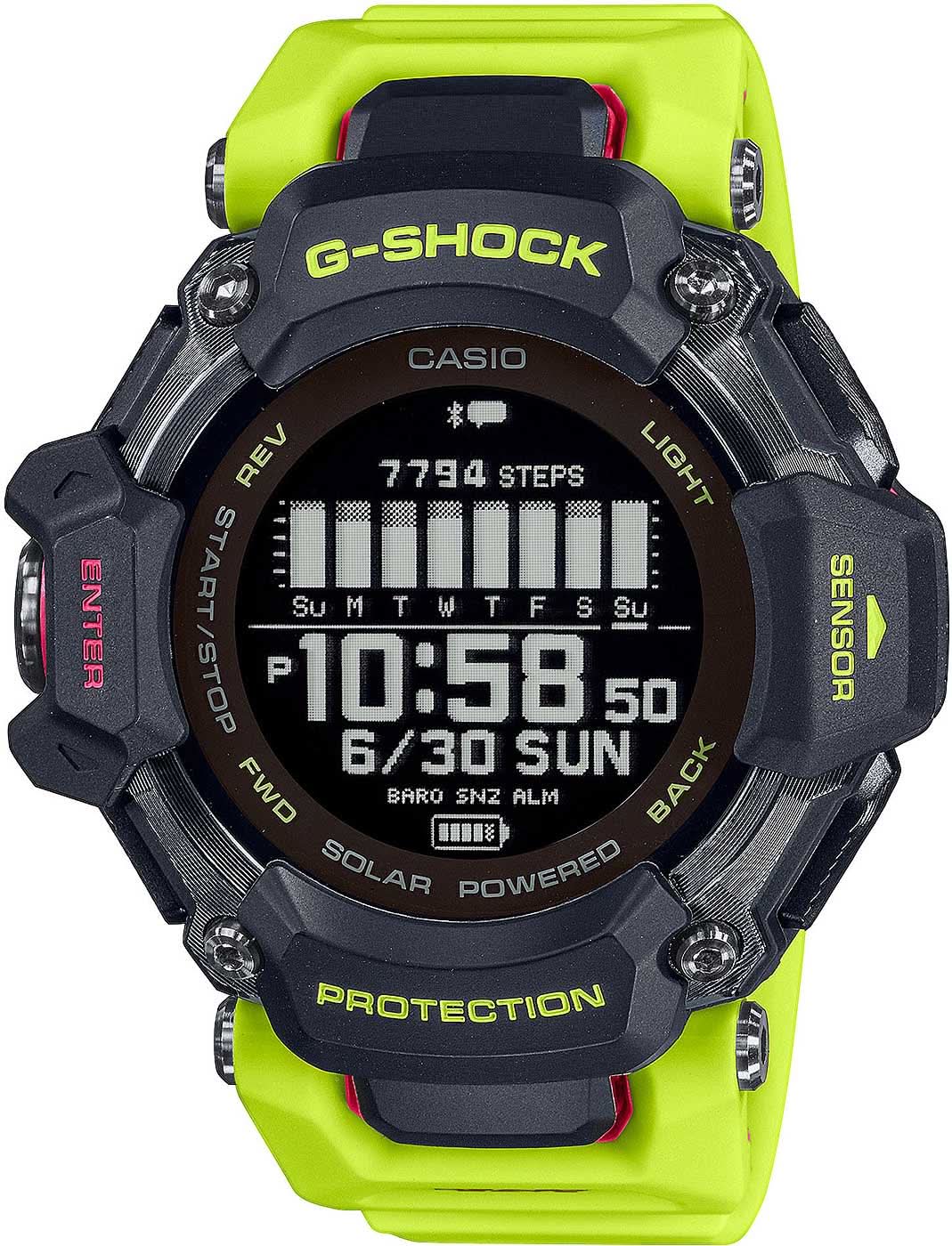 Orologio da uomo Casio G-Shock: cinturino in caucciù verde, cassa nera, display digitale