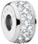 Charm in acciaio inossidabile con pietre incastonate e foro passante, colore argento