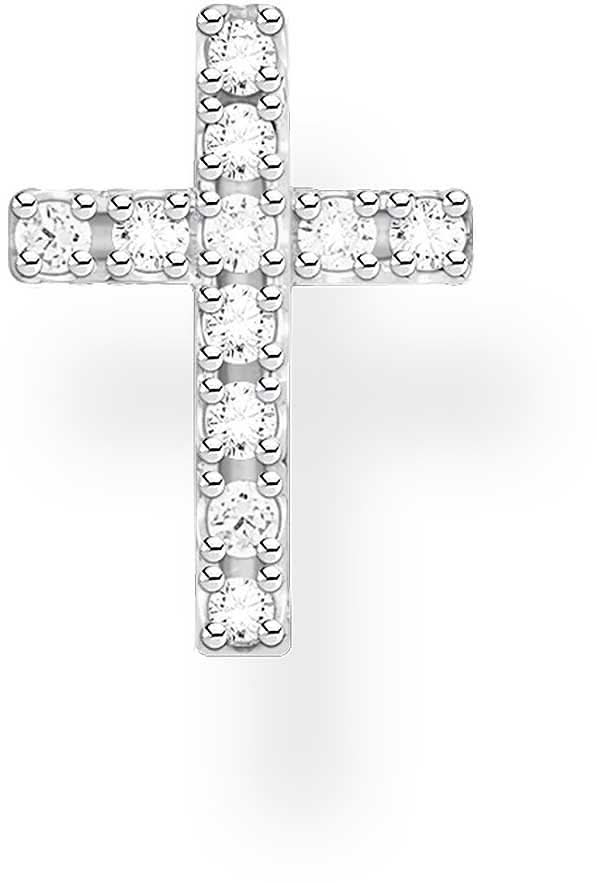 Orecchino singolo a forma di croce con zirconi - Argento Sterling 925